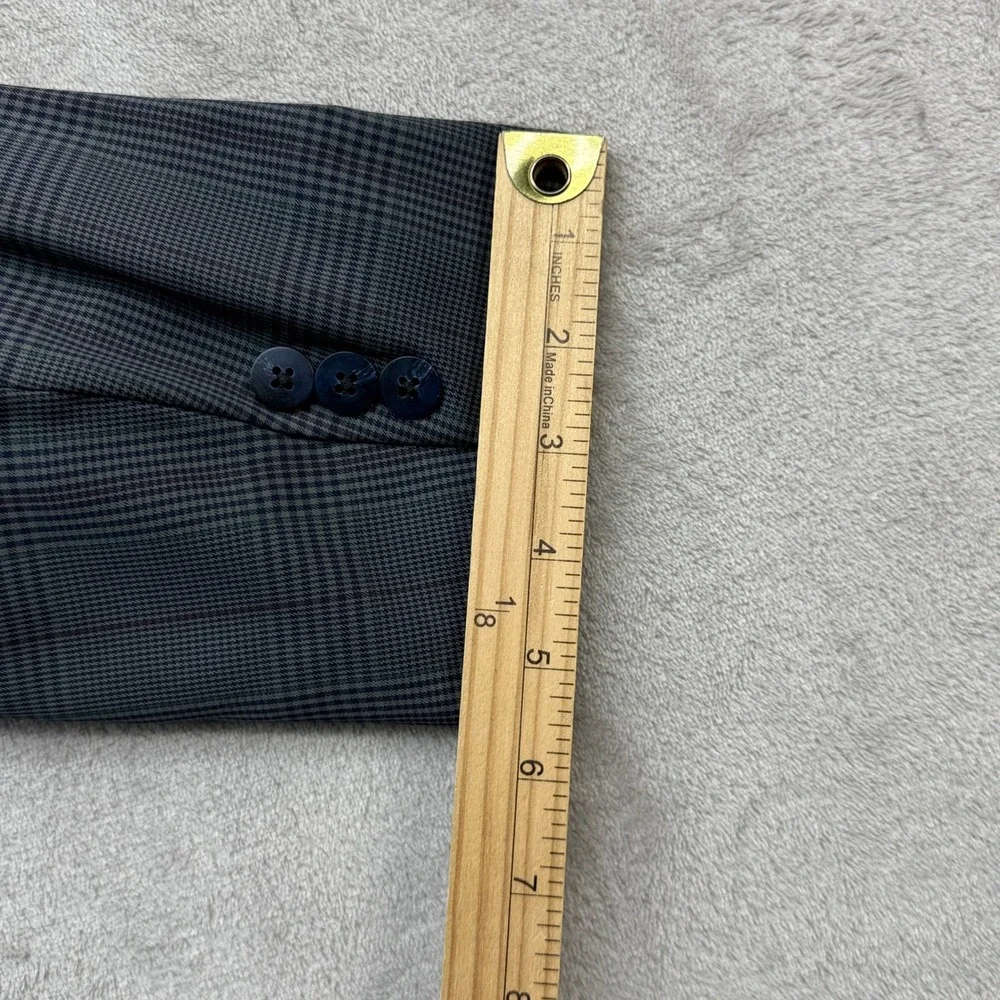Vintage L.L. Bean Blazer Sport Coat Mens 44R Grey Blue Glen Plaid Made in USA